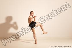 Underwear Martial art Man White Moving poses Slim Short Blond Dynamic poses Academic